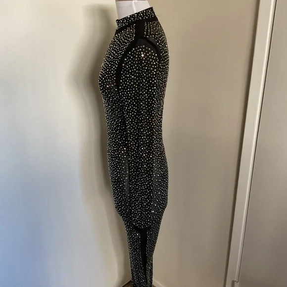 1. Sheer Rhinestone Elegant Black and White Jumpsuit Size Unknown. - Picture 8 of 11